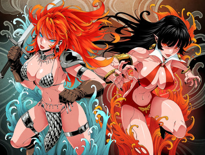 Vampirella #3 & Red Sonja: She Devil with a Sword #2 Virgin Variant Set of 2 by GODTAIL (Limited to 500)
