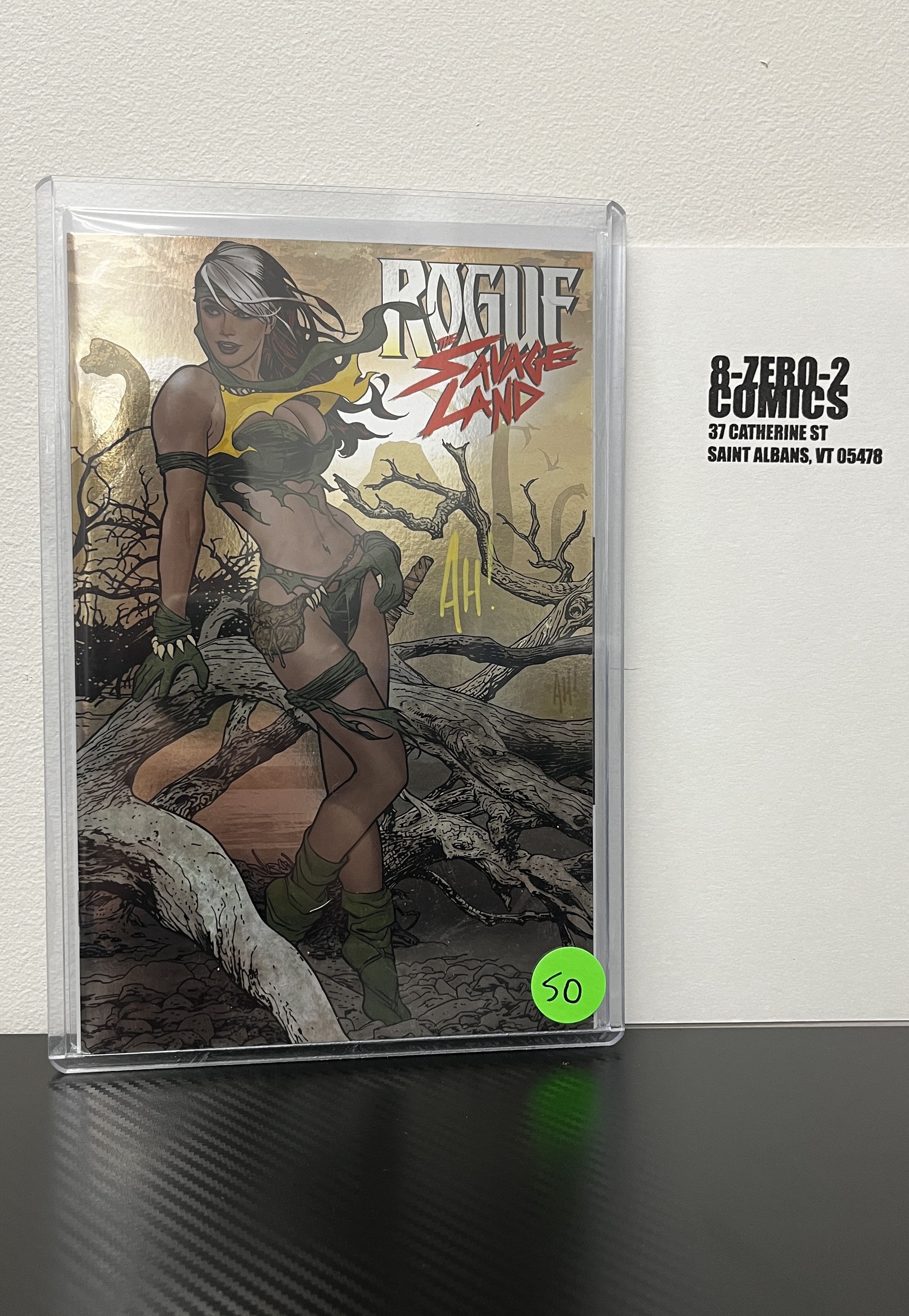 Rogue The Savage Land #1 - Adam Hughes Foil [Signed in Yellow Ink]
