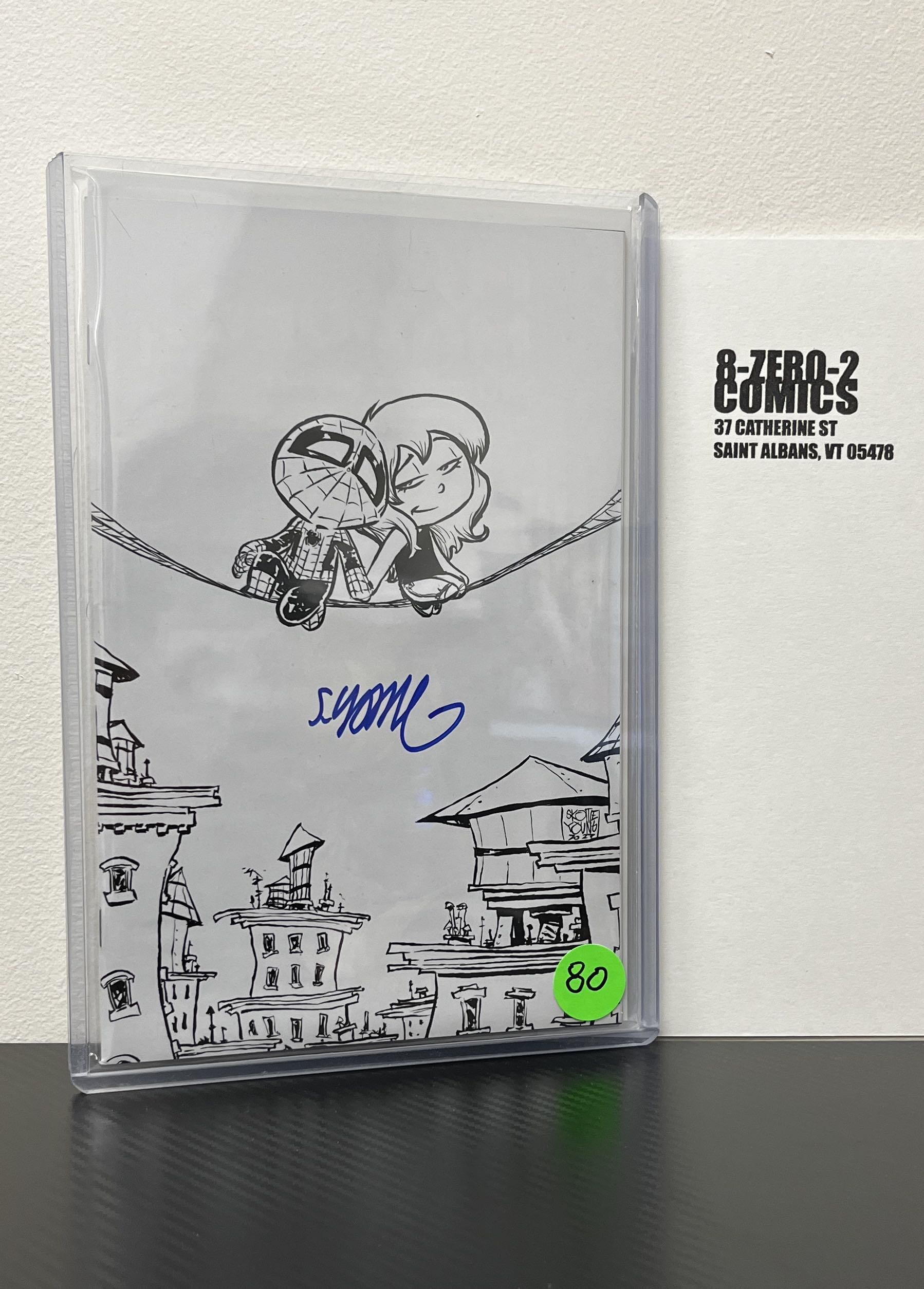 Ultimate Spider-Man #1 - Skottie Young Black & White [Signed in Blue Ink]