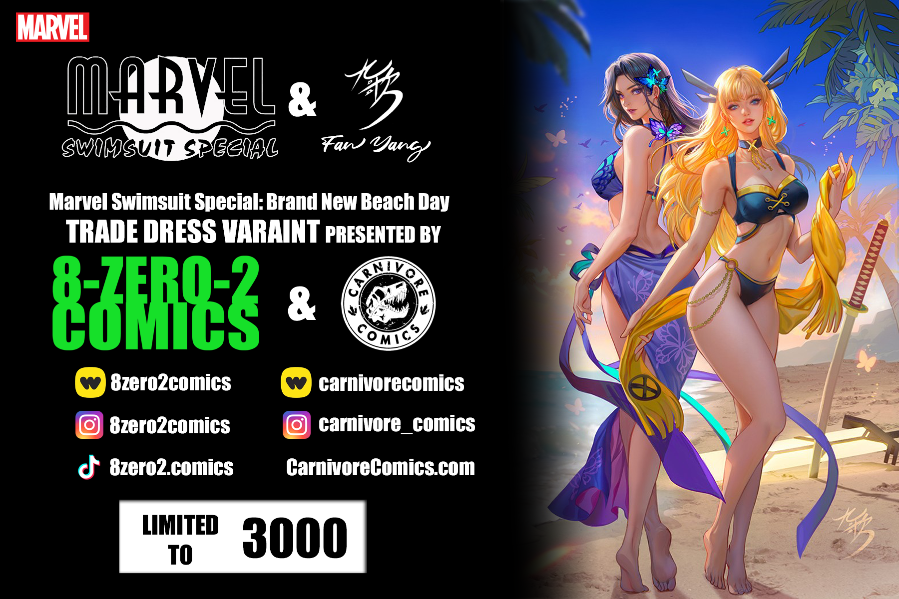 Marvel Swimsuit Special: Brand New Beach Day #1 - Trade Dress Exclusive by Fan Yang presented by 8-ZERO-2 Comics (Pre-Order: Ships 7/1)