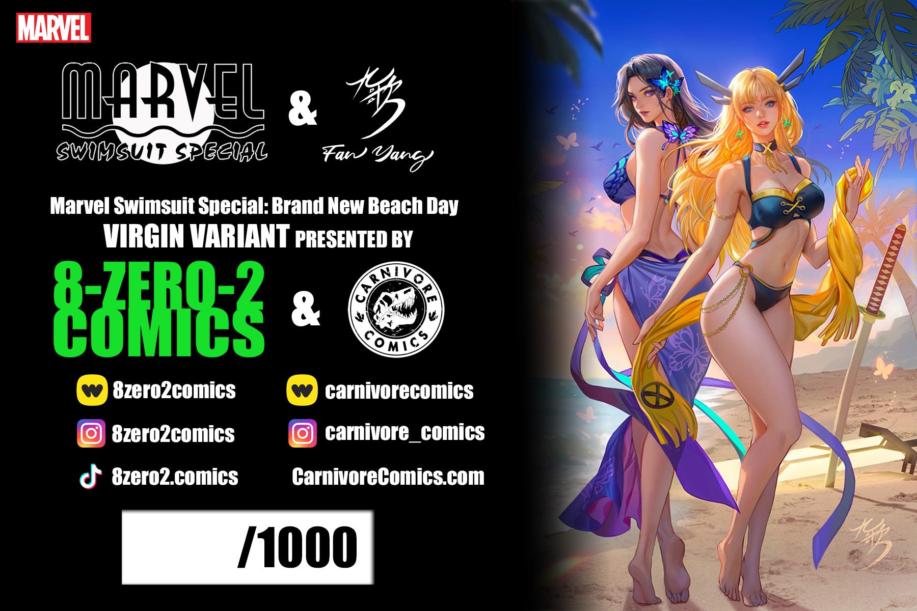 Marvel Swimsuit Special: Brand New Beach Day #1 - Virgin Exclusive by Fan Yang presented by 8-ZERO-2 Comics (Pre-Order: Ships 7/1)